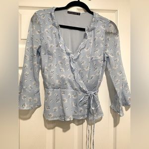Peplum wrap blouse